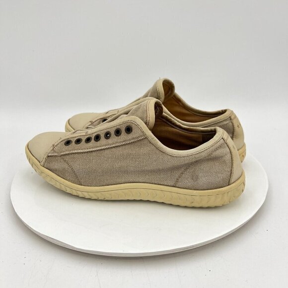 John Varvatos Men Size 7M Cream Washed Canvas Leather Pull On Laceless Shoes - Picture 7 of 15